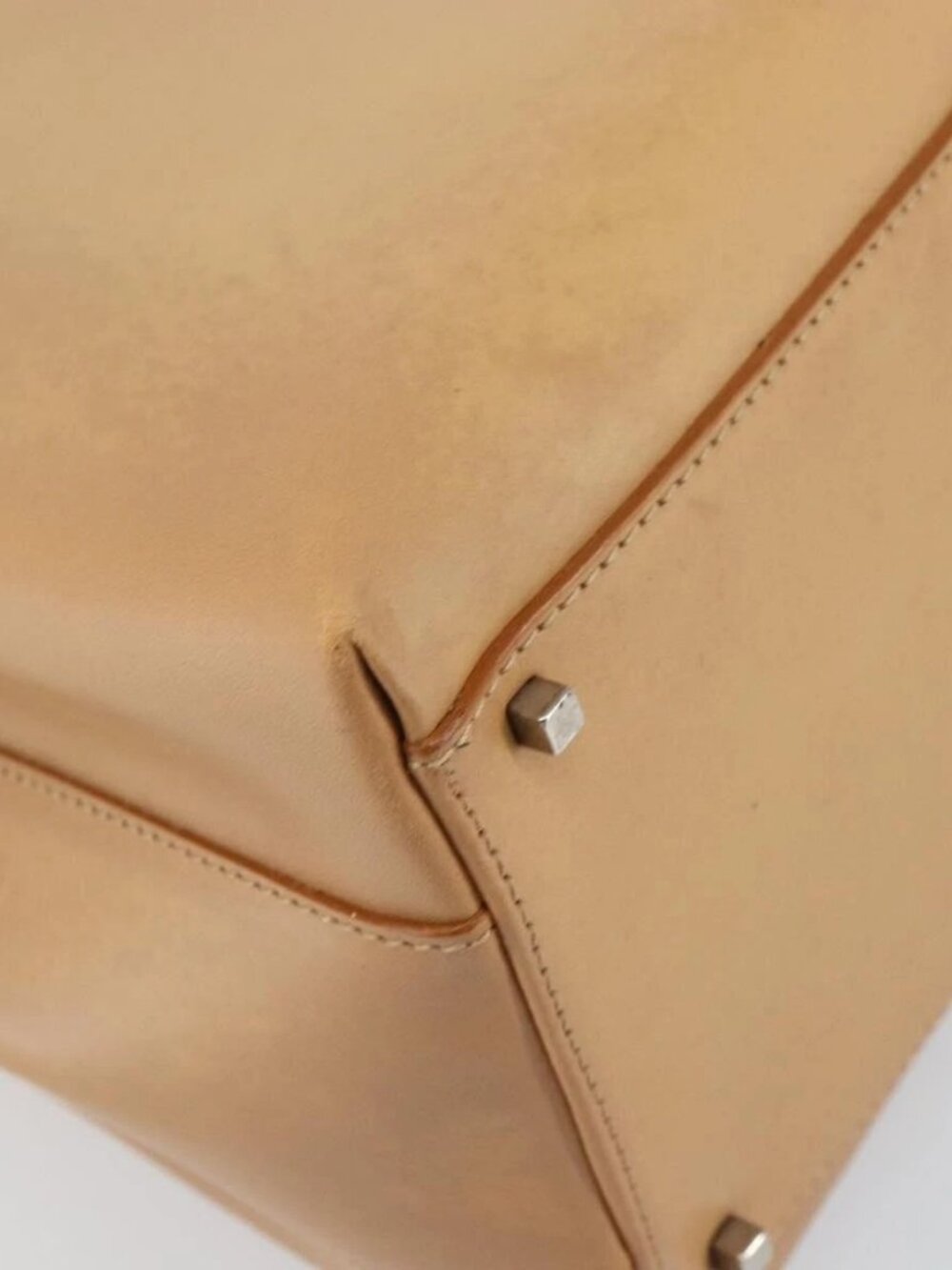 Salvatore Ferragamo Gancini Tote Bag Leather Beige Gold Auth 160685 - Picture 12 of 16